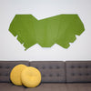 green laser cut felt wall hanging by design and conquer above couch​